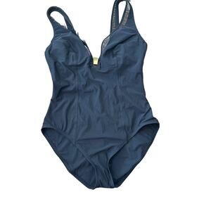 Amoressa Women's Black V-neckline One Piece Swimsuit Size 12